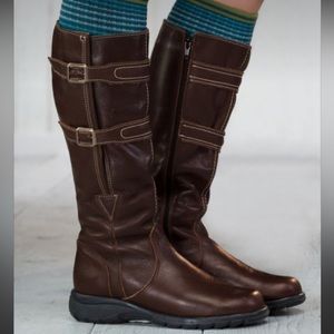 Sahalie Brown Letter Boots Adjustable Calf Wide Calf